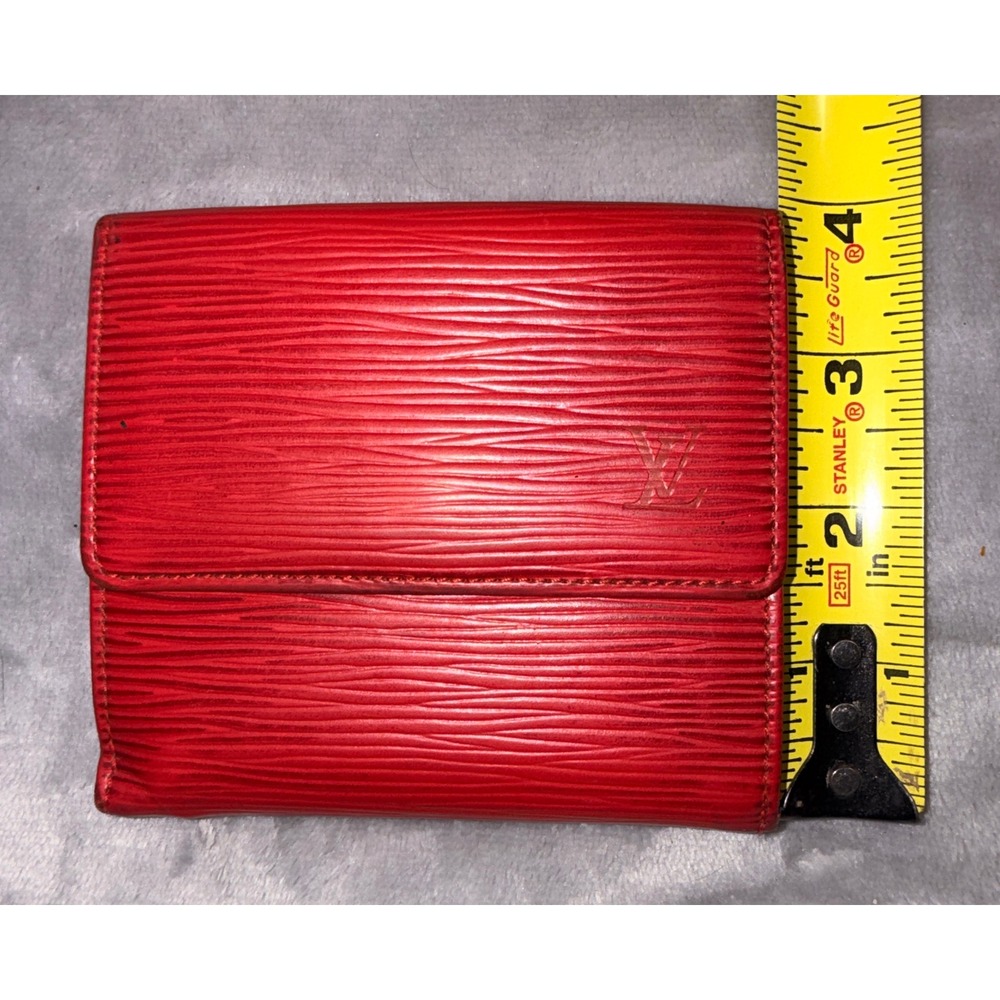 Louis Vuitton Portefeuille Elise Red Epi Leather Wallet Snap Coin Pocket - Picture 11 of 13